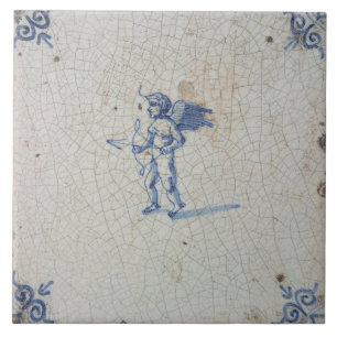 Carreau Repro Vintage Hollandais Bleu et Blanc Delft tuile