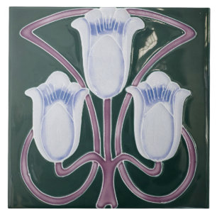 Carreau Reproduction Art nouveau Édouardien Tulipe Floral 