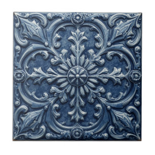 Carreau Reproduction de relief faux bleu victorien Minton
