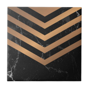 Carreau Résumé d'or de marbre noir