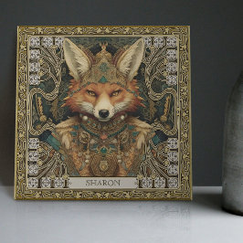 Carreau Retable d'art tribal personnalisée Renard spiritue