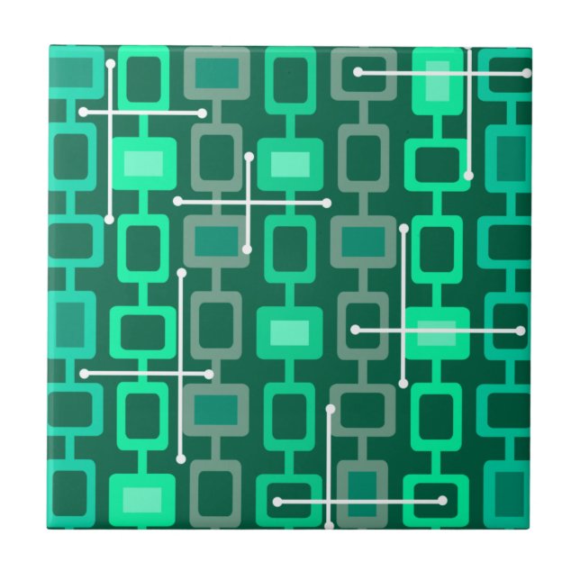Carreau Retro 1950 Motif géométrique Turquoise (Devant)