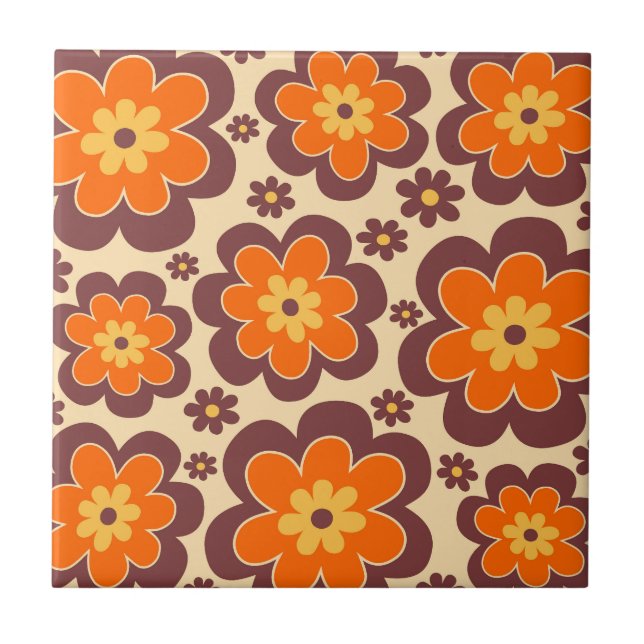 Carreau Retro 1960s Style Floral (Devant)