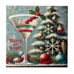 Carreau Retro 50 Cranberry Snowflake Noël Martini