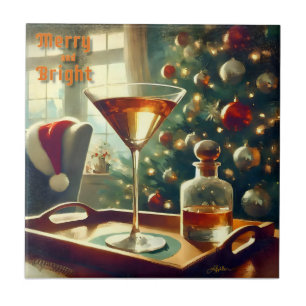 Carreau Retro 50s Manhattan Martini pour le Père Noël