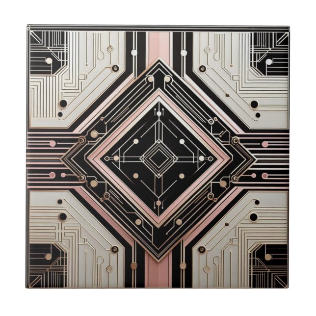 Carreau Retro Art Deco Pink Gold and Black (Devant)