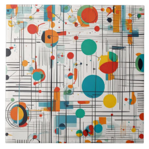 Carreau Retro Atomic Era couleurs et lignes abstraites