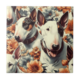 Carreau Retro Bull Terrier Peinture sans fil