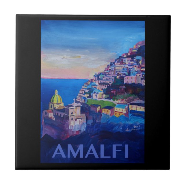 Carreau Rétro côte Italie d'Amalfi d'affiche (Devant)