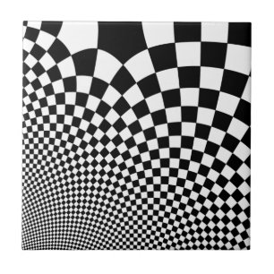 Carreau Rétro damier déformé par punk en noir et blanc
