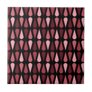Carreau Rétro Larmes Noir Rouge Milieu de Siècle
