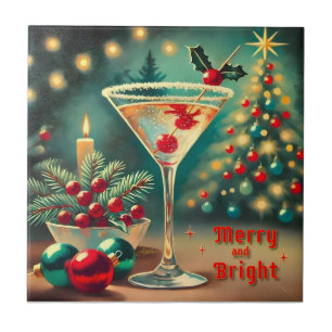 Carreau Retro les années 50 Merry Bright Christmas Cocktai