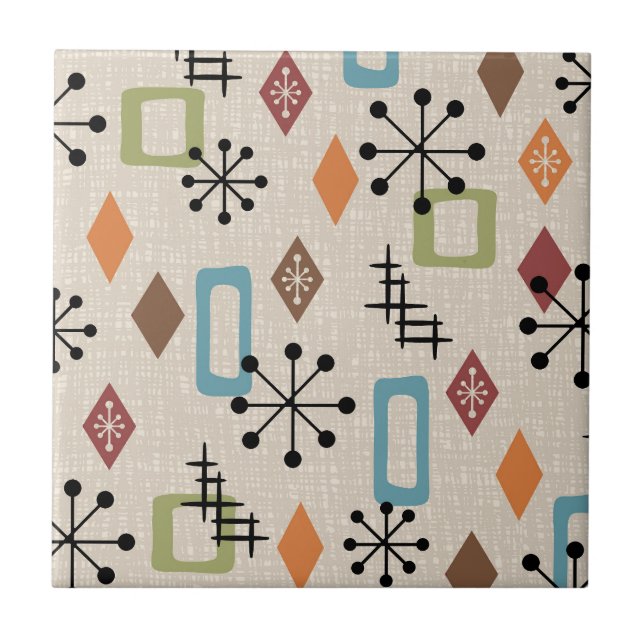 Carreau Retro Mid-Century moderne Atomique Abstrait Motif (Devant)