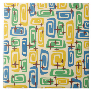 Carreau Retro Mid-Century moderne Cosmique Abstrait Motif