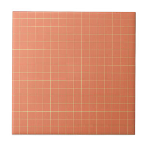 Carreau Rétro minimaliste orange et jaune À damiers Motif