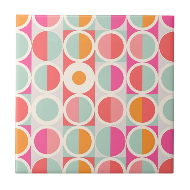 Carreau Rétro motif de cercle de roses indien (Devant)