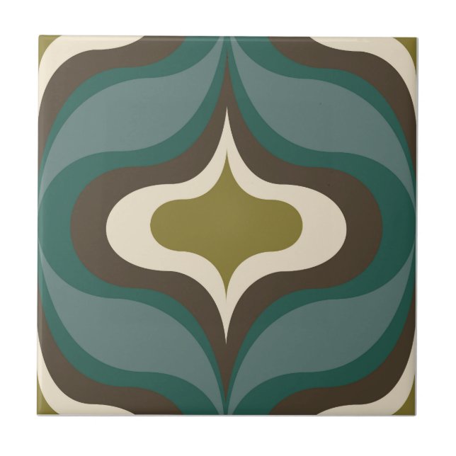 Carreau Retro Pattern Brown Green (Devant)