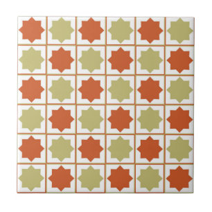 Carreau Retro Sage Green et Burange Orange islamique Geome