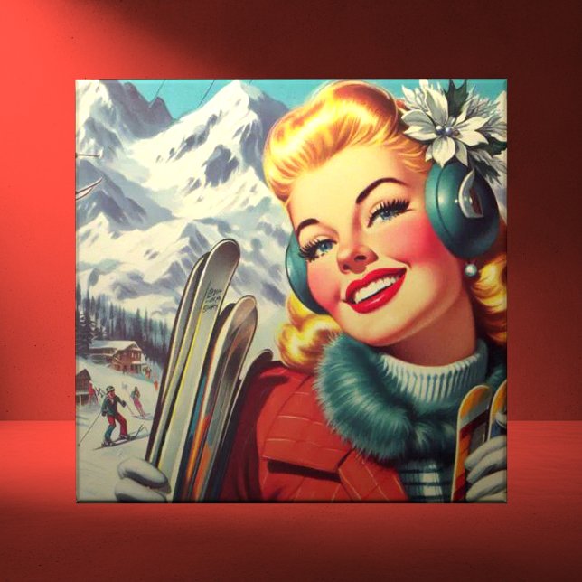 Carreau Retro Ski Girl (Créateur téléchargé)