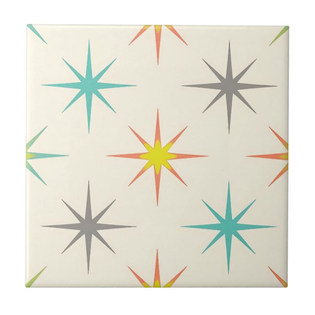 Carreau Retro Starburst Mid-Century Pattern (Devant)