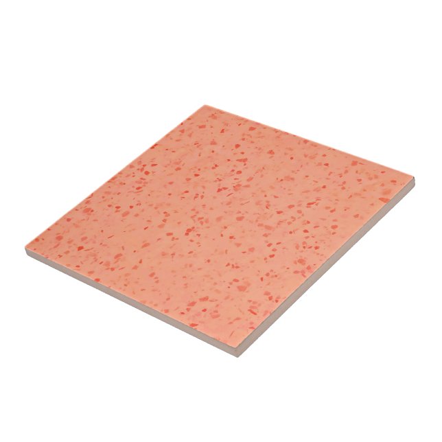 Carreau Retro Terrazzo Vivant Corail Élégant Motif (Côté)