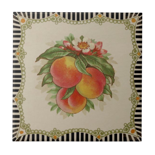 Carreau Retro Transférware Peaches Repro (Devant)