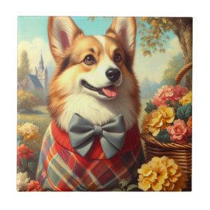 Carreau Retro Welsh Corgi Cardigan Peinture