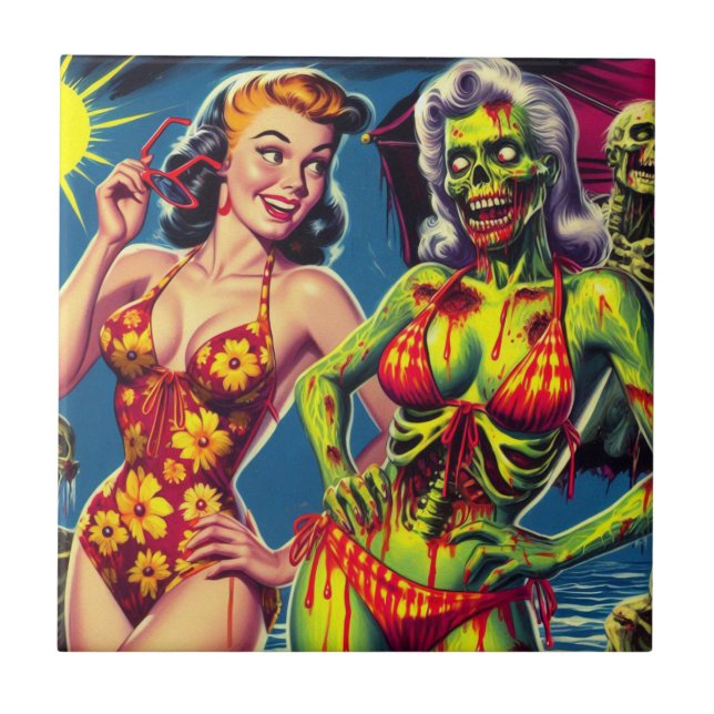Carreau Retro Zombie Pin-up (Devant)