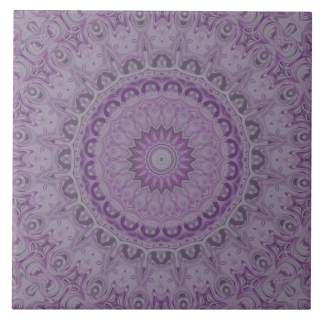 Carreau Rêve d'aquarelle Mandala dans les tons violets (Devant)
