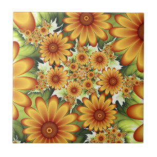 Carreau Rêve Floral, Art Fractal Moderne Abstrait Fleur