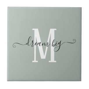 Carreau Rêve positif Gros Monogramme Sage initial