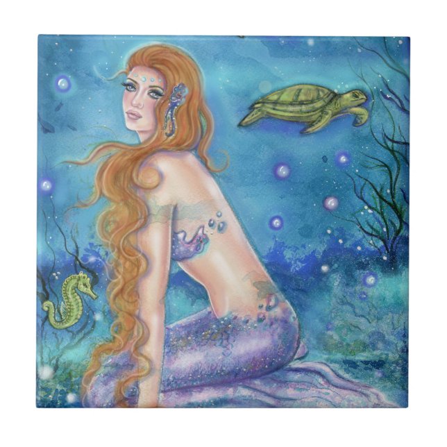 Carreau Rêver sur les marées aquamarines par Renee Lavoie  (Devant)