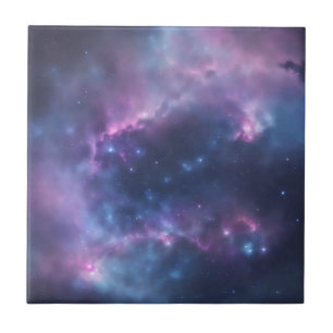 Carreau Rêves Galactiques Aquarelle douce Splash Sur Bleu