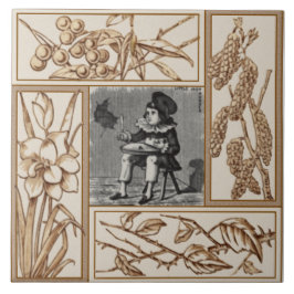 Carreau Rhyme de la petite fille victorienne Jack Horner