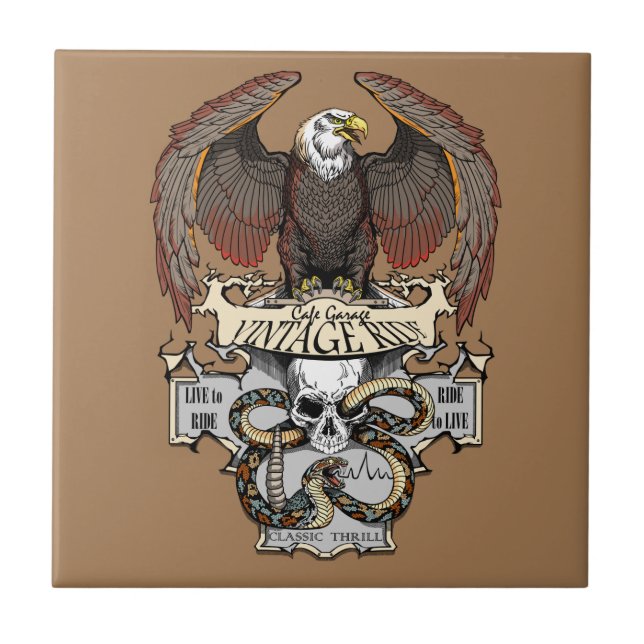 Carreau Ride To Live Live To Ride Biker design (Devant)
