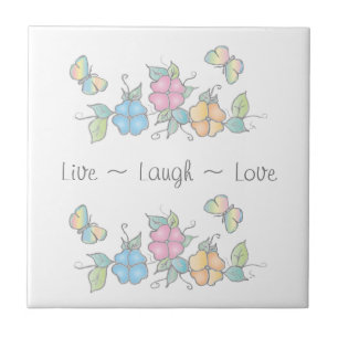 Carreau Rire en direct Aquarelle florale papillon