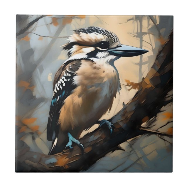 Carreau Rires de charme : Kookaburra dans peinture à huile (Devant)