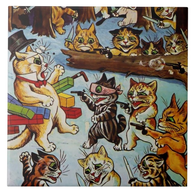 Carreau "Robbers and Brigands" de Louis Wain (Devant)