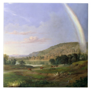 Carreau Robert S. Paysage de Duncanson avec affiche arc-en