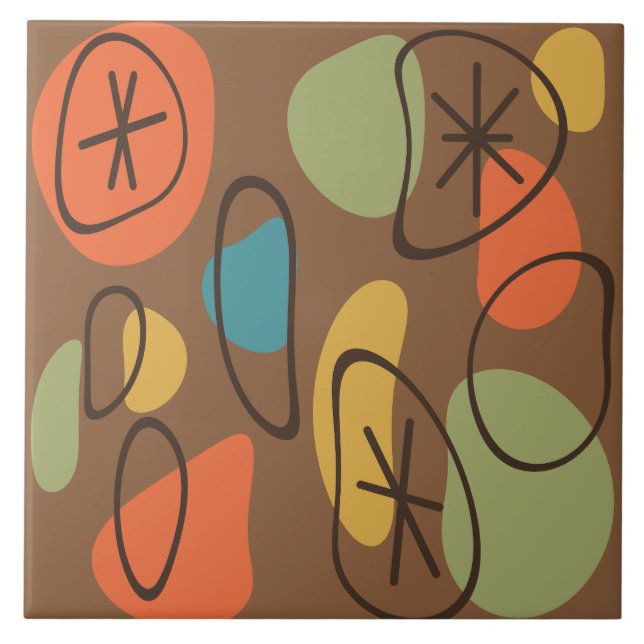 Carreau Roches d'art Abstrait rétro Multicolore foncé (Devant)