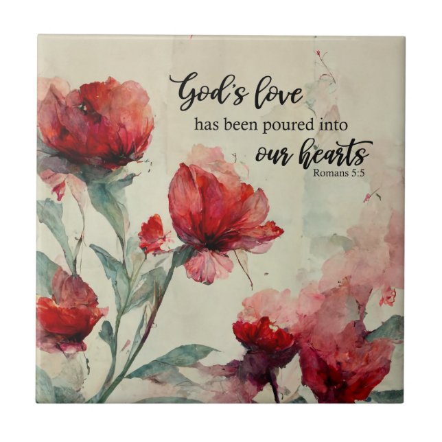 Carreau Romains 5:5 La Bible Amoureuse de Dieu Verse Fleur (Devant)