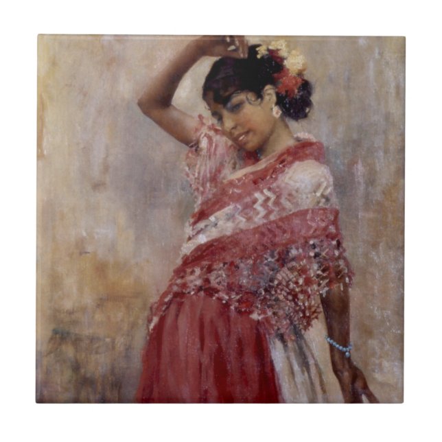 Carreau Romani Gypsy Woman Dancing (par Albert Edelfeel) (Devant)
