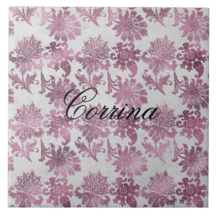 Carreau Romantique Bourgogne Rouge Argent Floral