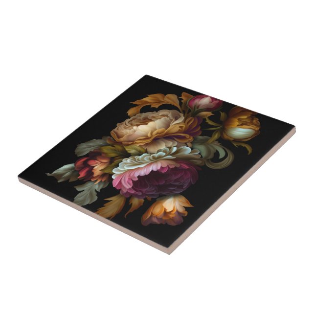Carreau Romantique Dramatique "Vieux Monde" Floral 2 (Côté)