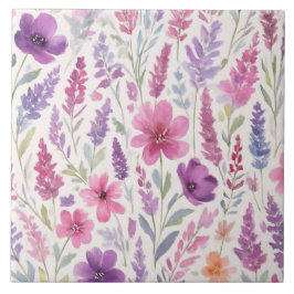 Carreau Romantique lila rose pastel Botanique prés de prin