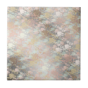 Carreau Romantique, or, sarcelle,, Aquarelle, Chic, Floral