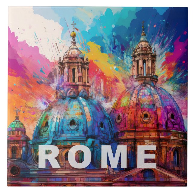 Carreau Rome Art Abstrait - Cityscape italienne moderne (Devant)