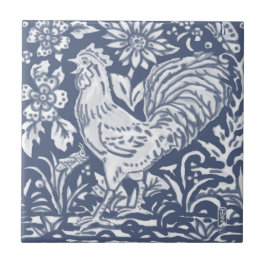 Carreau Rooster Bleu Blanc Botanique Delft Denim Face L