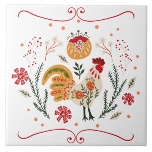 Carreau Rooster d'art populaire rustique