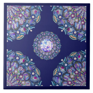 Carreau rosace bleue